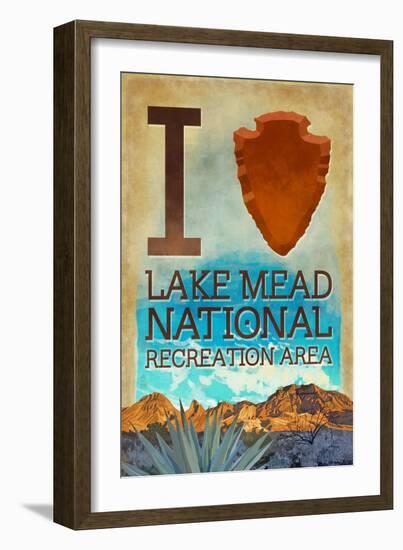 I Heart Lake Mead National Recreation Area-Lantern Press-Framed Art Print