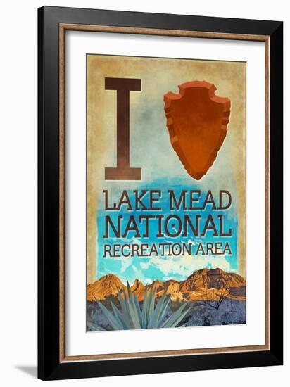 I Heart Lake Mead National Recreation Area-Lantern Press-Framed Art Print