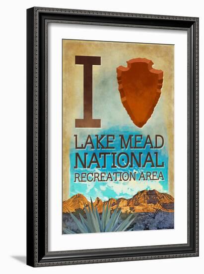 I Heart Lake Mead National Recreation Area-Lantern Press-Framed Art Print