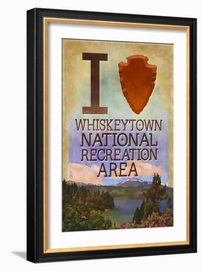 I Heart Whiskeytown National Recreation Area-Lantern Press-Framed Premium Giclee Print