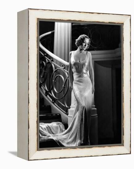 I Live My Life, Joan Crawford Wearing Evening Gown Designed by Adrian, 1935-null-Framed Stretched Canvas