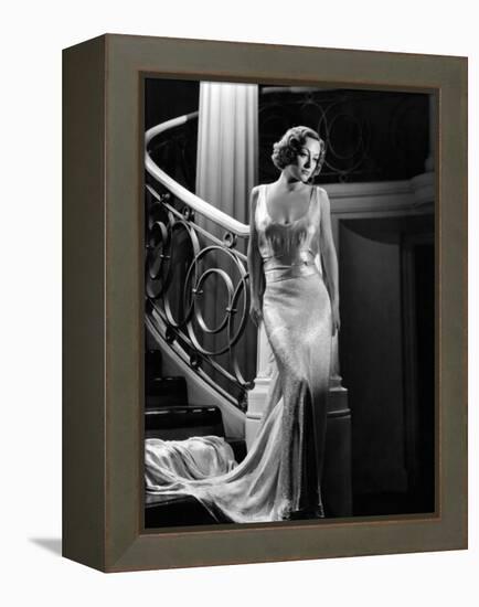 I Live My Life, Joan Crawford Wearing Evening Gown Designed by Adrian, 1935-null-Framed Stretched Canvas