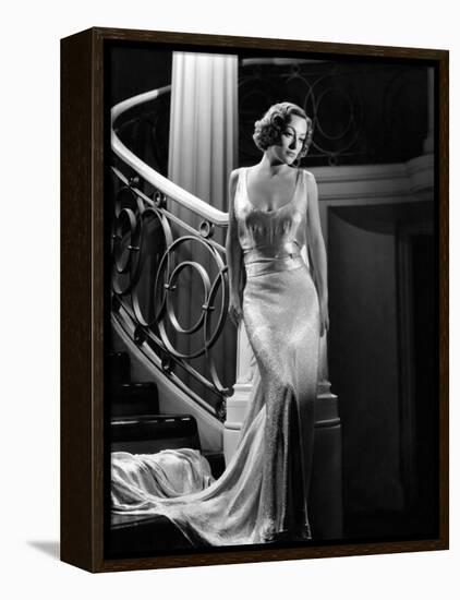 I Live My Life, Joan Crawford Wearing Evening Gown Designed by Adrian, 1935-null-Framed Stretched Canvas