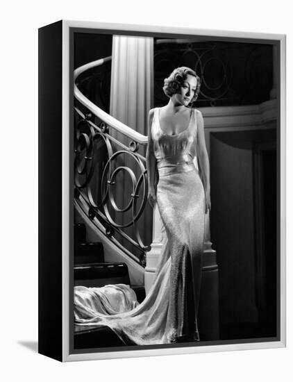 I Live My Life, Joan Crawford Wearing Evening Gown Designed by Adrian, 1935-null-Framed Stretched Canvas