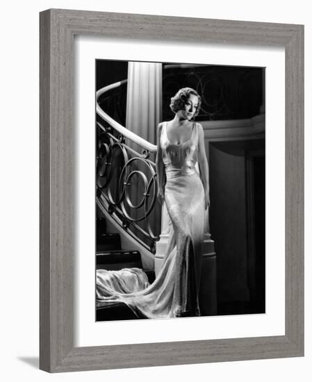 I Live My Life, Joan Crawford Wearing Evening Gown Designed by Adrian, 1935-null-Framed Photo