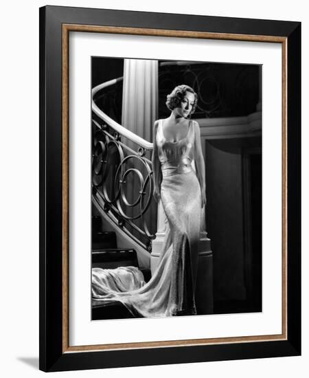 I Live My Life, Joan Crawford Wearing Evening Gown Designed by Adrian, 1935-null-Framed Photo