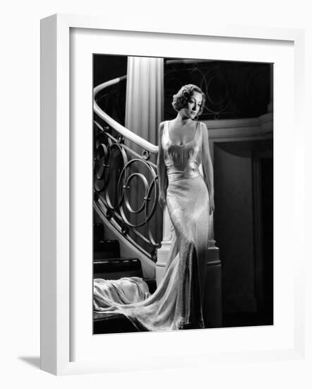 I Live My Life, Joan Crawford Wearing Evening Gown Designed by Adrian, 1935-null-Framed Photo