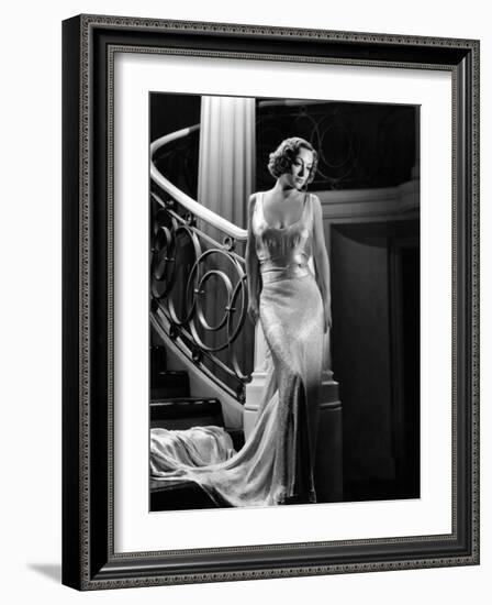 I Live My Life, Joan Crawford Wearing Evening Gown Designed by Adrian, 1935-null-Framed Photo