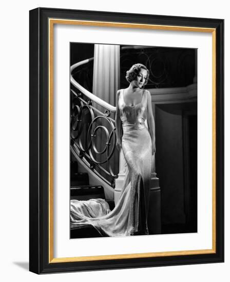 I Live My Life, Joan Crawford Wearing Evening Gown Designed by Adrian, 1935-null-Framed Photo