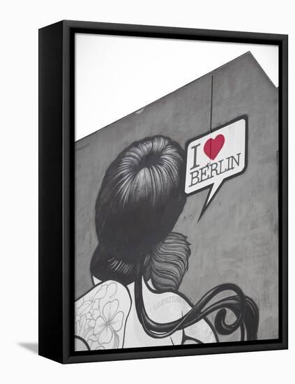 I Love Berlin' Mural on Building, Berlin, Germany-Jon Arnold-Framed Premier Image Canvas