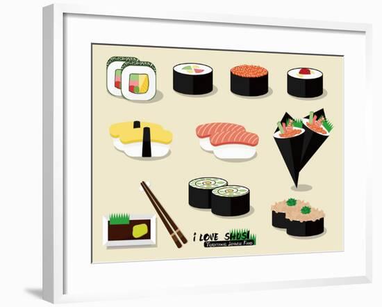 I Love Sushi !-Phoebe Yu-Framed Art Print