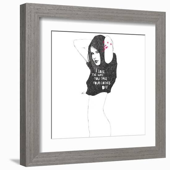 I love the way you take your clothes off-Manuel Rebollo-Framed Art Print