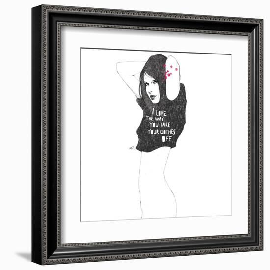 I love the way you take your clothes off-Manuel Rebollo-Framed Art Print