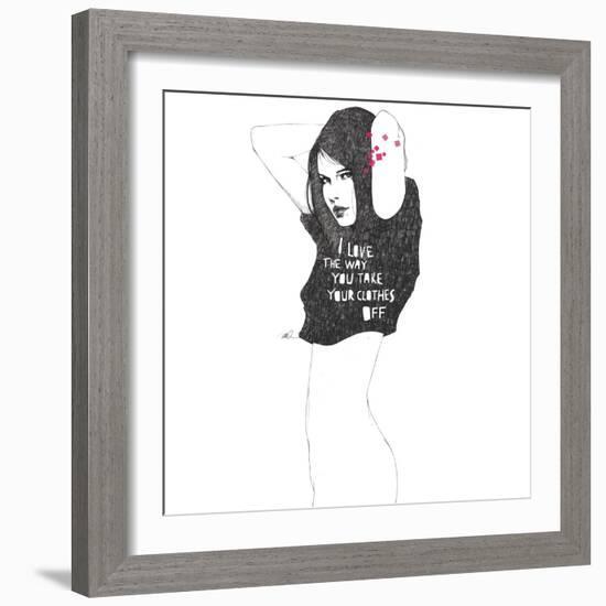 I love the way you take your clothes off-Manuel Rebollo-Framed Art Print