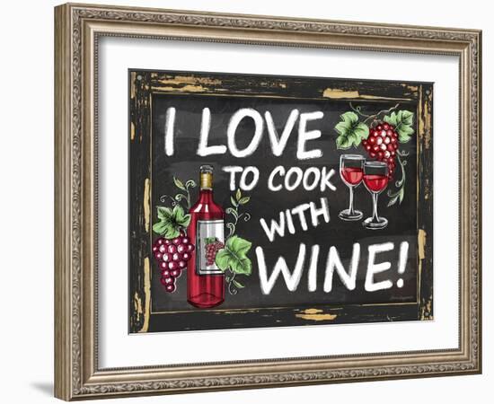 I Love to Cook with Wine-Laurie Korsgaden-Framed Giclee Print