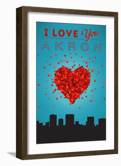 I Love You Akron, Ohio-Lantern Press-Framed Art Print