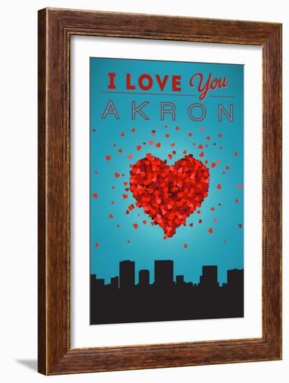 I Love You Akron, Ohio-Lantern Press-Framed Art Print