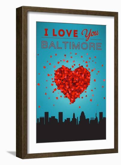 I Love You Baltimore, Maryland-Lantern Press-Framed Art Print