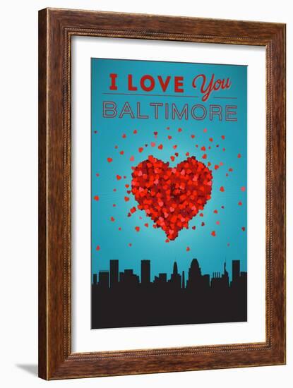 I Love You Baltimore, Maryland-Lantern Press-Framed Art Print