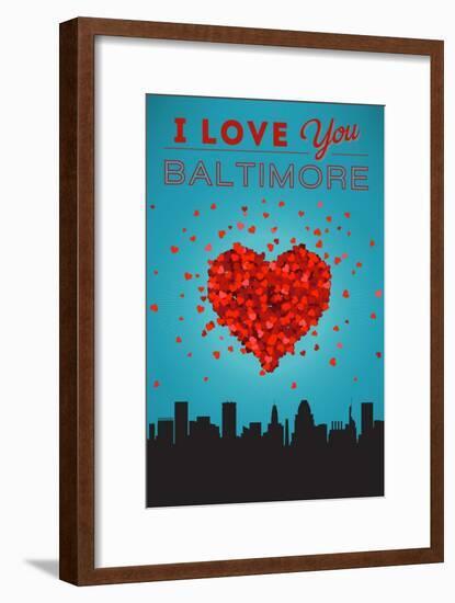 I Love You Baltimore, Maryland-Lantern Press-Framed Art Print