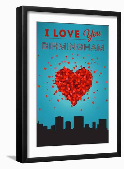 I Love You Birmingham, Alabama-Lantern Press-Framed Art Print