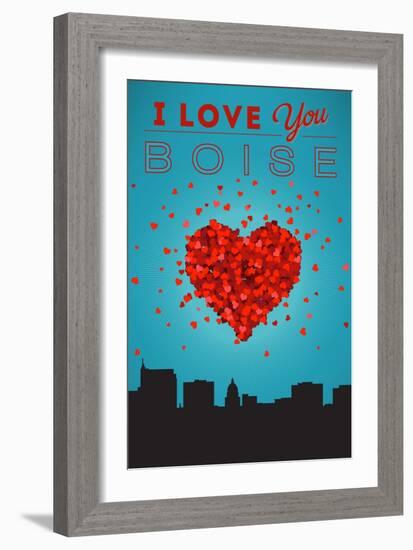 I Love You Boise, Idaho-Lantern Press-Framed Art Print