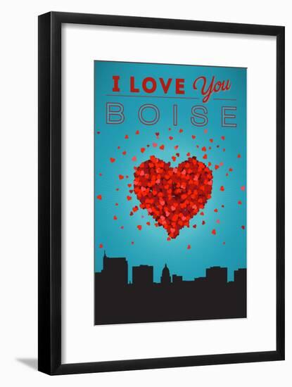 I Love You Boise, Idaho-Lantern Press-Framed Art Print