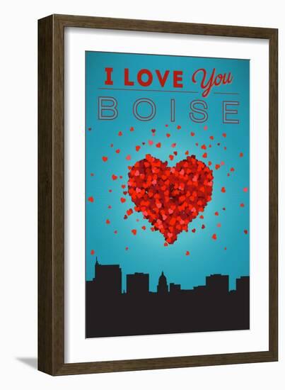 I Love You Boise, Idaho-Lantern Press-Framed Art Print