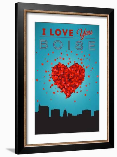 I Love You Boise, Idaho-Lantern Press-Framed Art Print