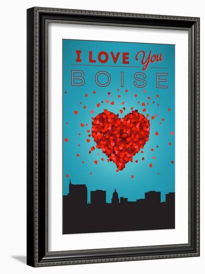 I Love You Boise, Idaho-Lantern Press-Framed Art Print