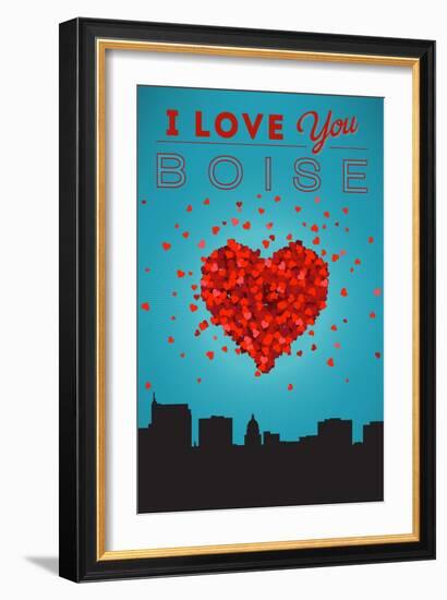I Love You Boise, Idaho-Lantern Press-Framed Art Print