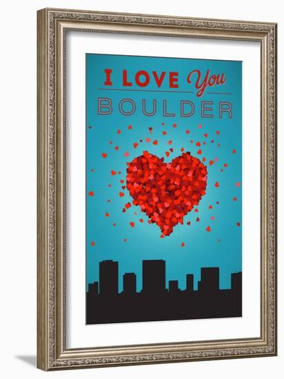 I Love You Boulder, Colorado-Lantern Press-Framed Art Print