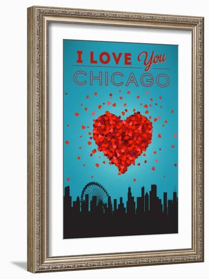 I Love You Chicago, Illinois-Lantern Press-Framed Art Print