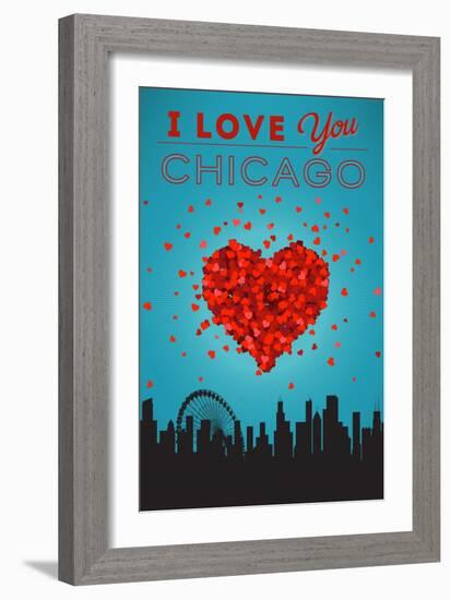 I Love You Chicago, Illinois-Lantern Press-Framed Art Print