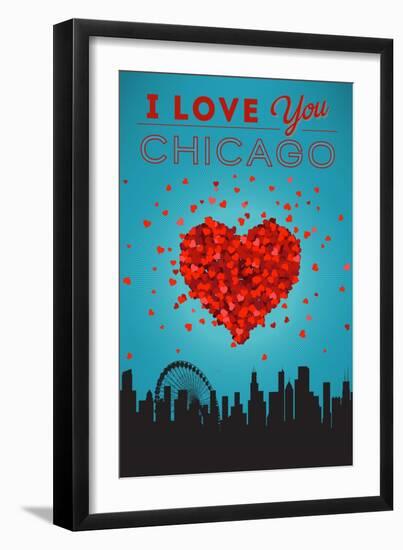 I Love You Chicago, Illinois-Lantern Press-Framed Art Print