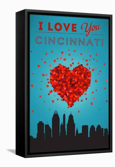 I Love You Cincinnati, Ohio-Lantern Press-Framed Stretched Canvas