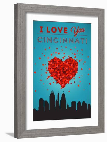 I Love You Cincinnati, Ohio-Lantern Press-Framed Art Print