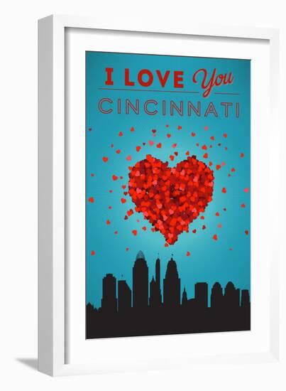 I Love You Cincinnati, Ohio-Lantern Press-Framed Art Print