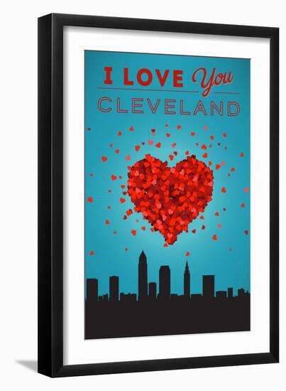 I Love You Cleveland, Ohio-Lantern Press-Framed Art Print