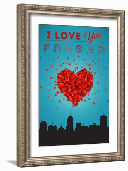 I Love You Fresno, California-Lantern Press-Framed Art Print