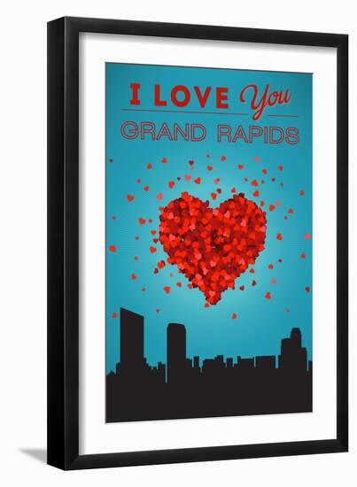 I Love You Grand Rapids, Michigan-Lantern Press-Framed Art Print