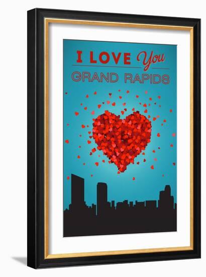 I Love You Grand Rapids, Michigan-Lantern Press-Framed Art Print