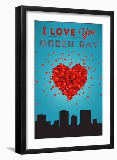 I Love You Green Bay, Wisconsin-Lantern Press-Framed Art Print