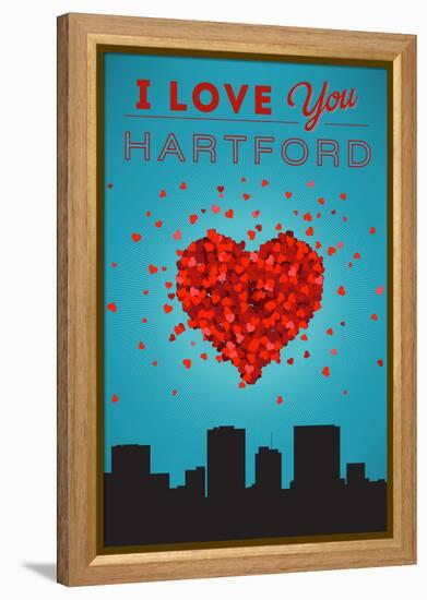 I Love You Hartford, Connecticut-Lantern Press-Framed Stretched Canvas