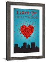 I Love You Hollywood, Florida-Lantern Press-Framed Art Print