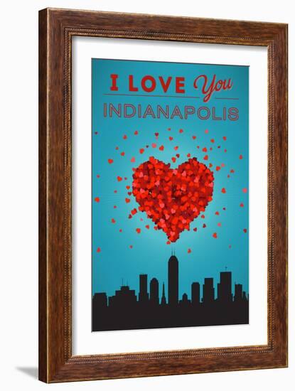 I Love You Indianapolis, Indiana-Lantern Press-Framed Art Print