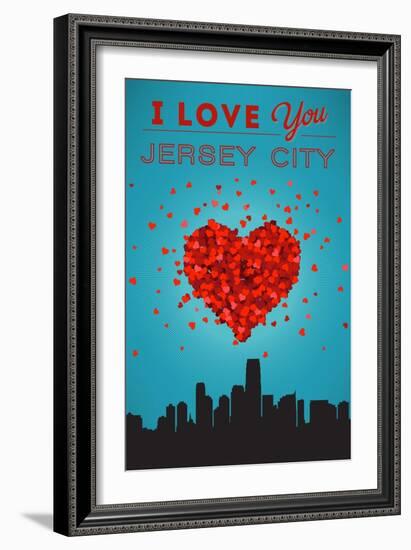 I Love You Jersey City, New Jersey-Lantern Press-Framed Art Print