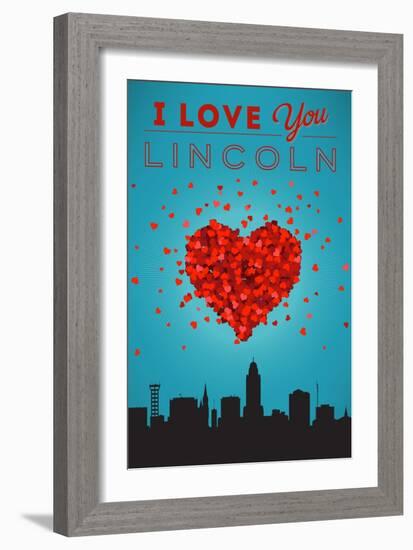 I Love You Lincoln, Nebraska-Lantern Press-Framed Art Print