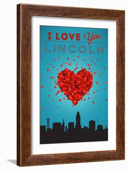 I Love You Lincoln, Nebraska-Lantern Press-Framed Art Print