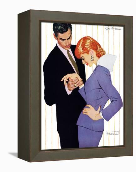 I Love You, Mama Girl - Saturday Evening Post "Men at the Top", March 31, 1956 pg.25-Joe deMers-Framed Premier Image Canvas